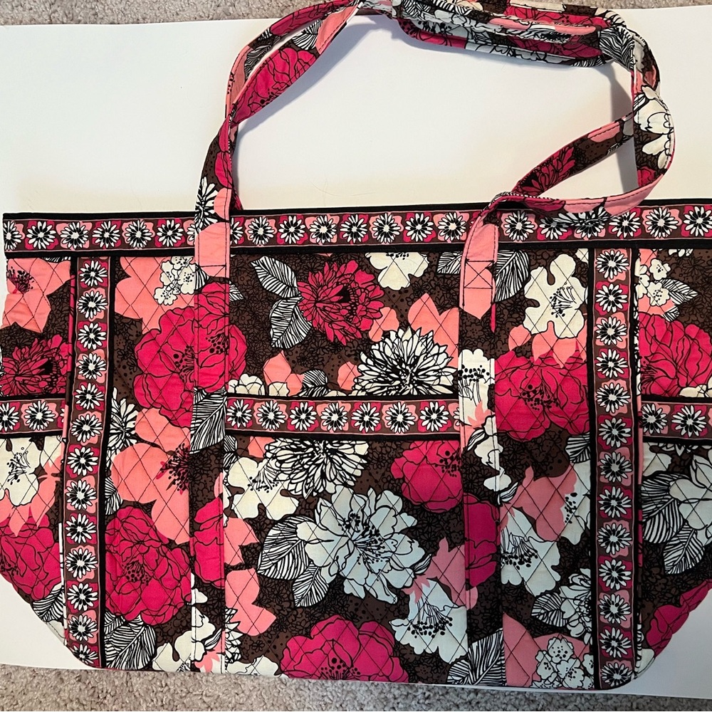 Vera Bradley Get Carried Away Tote in Mocha Rouge pattern